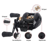 Close-up of the 37mm aluminum deep line cup on the baitcasting reel